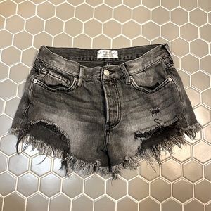 Free people distressed grey jean shorts